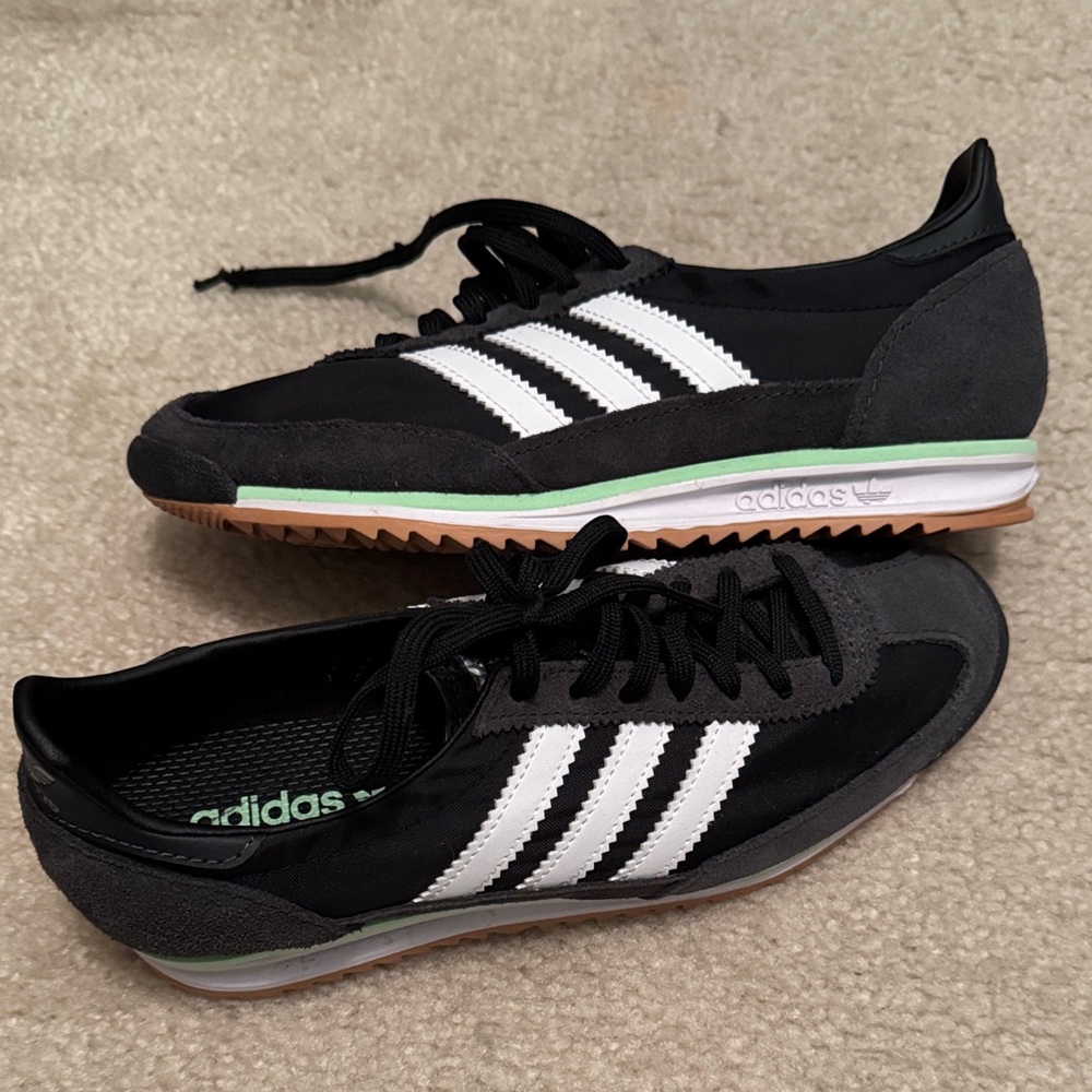 Adidas Black and Gray Trainers with White Stripes